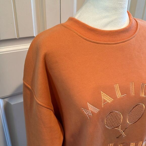 Bailey Rose Medium Embroidered “Malibu Athletics” Peach Crewneck Pullover NWOT - Picture 7 of 13